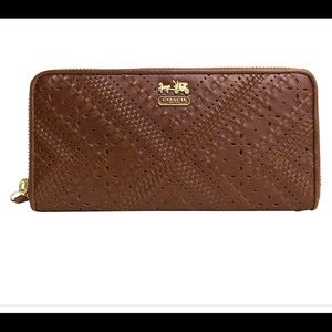 Coach Madison Leather criss cross wallet brown